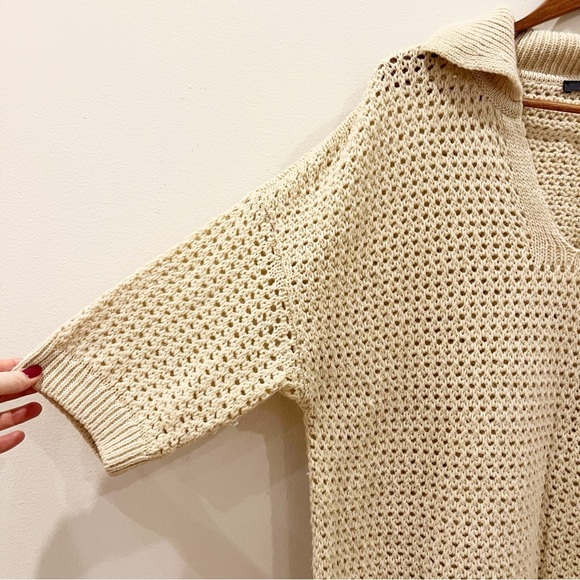 Esprit Open Knit Crochet Top Medium Cream Wool Alpaca Blend Boho Made In Italy - Picture 4 of 10